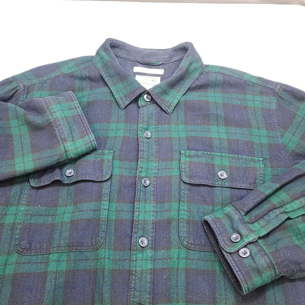LL Bean Jacket Men's‎ Green Blue Plaid Fleece Lined Shirt Sz XXL